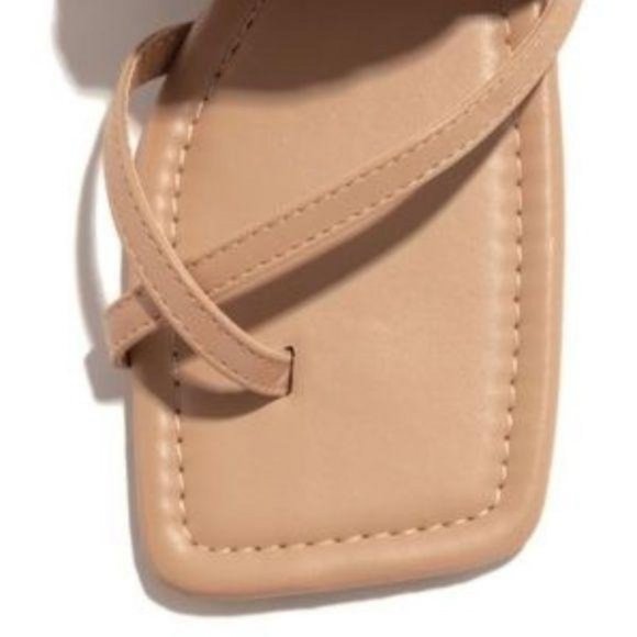 Braided Square Toe Sandals in Tan Nude - Picture 2 of 7